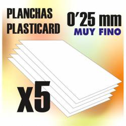Plasticard, 0,25 mm (x5). GREEN STUFF WORLD 9317