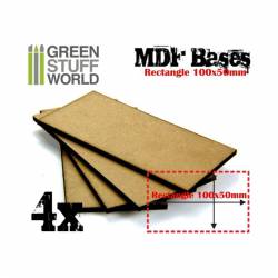 MDF Bases - rectangle, 100x50 mm (x4). GREEN STUFF WORLD 9139