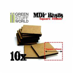 MDF Bases - square, 40 mm (x10). GREEN STUFF WORLD 9144