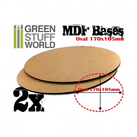 MDF Bases - Oval Pill, 170x105 mm (x2). GREEN STUFF 367214