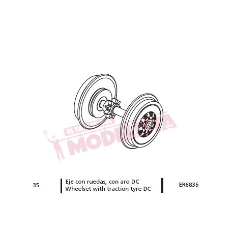 Wheel with traction tyre, DC, for RENFE 353/354. ER6835