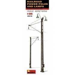 Railroad power poles and lamps.