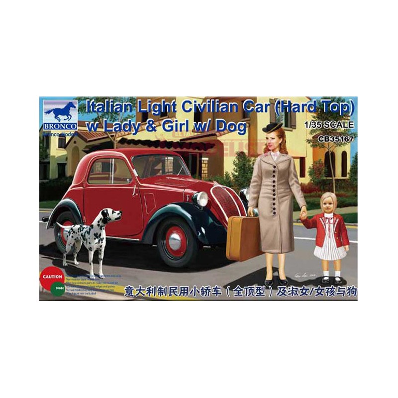 Italian light civilian car w/ figures. BRONCO CB35167