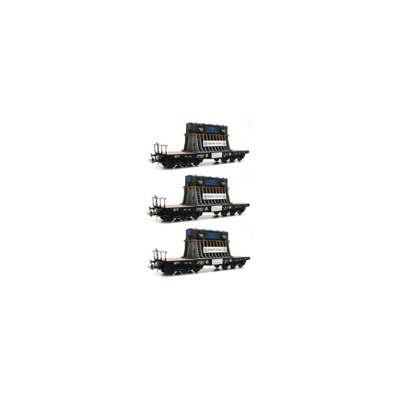 3 piece set: Heavy duty flat wagons, DB. ROCO 76158 3 piece set: Heavy duty flat wagons, DB. ROCO 76158