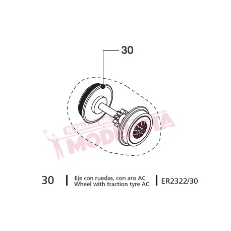 Wheel with traction tyre, DC, for RENFE 352. ER2321/30