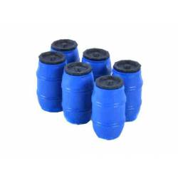 Plastic barrels. 