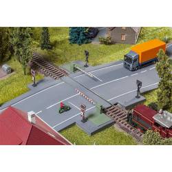 Railway gate with drive parts.