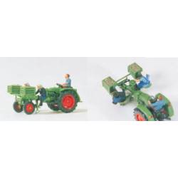 Tractor con figuras. Cosechando patatas. PREISER 17935