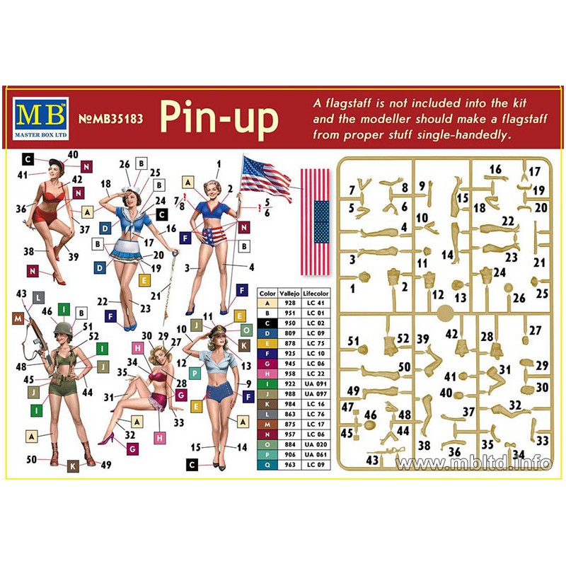 Master Box 1/35 Scale Pin-Up Girls Figure Set - 6 Plastic Model Figures Unpainted (MB35183) - View #6