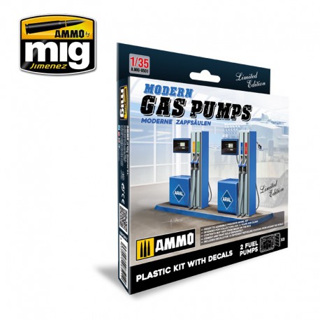 Modern gas pumps.