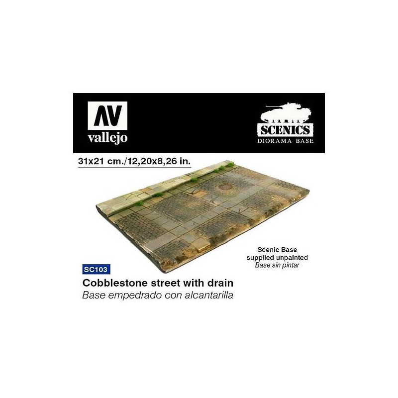 Base empredrado con alcantarilla