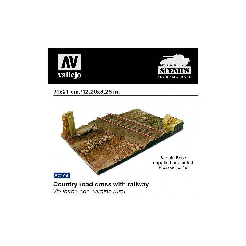 Country road cross with railway section.