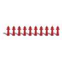 Extinguishers and hydrants.
