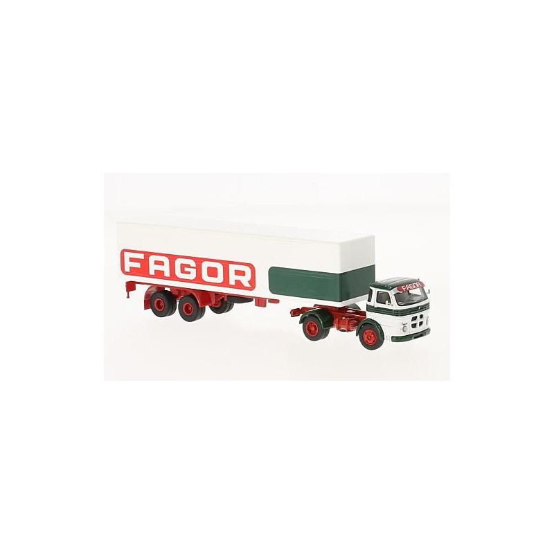 Trailer Pegaso Comet, blanco y verde. Fagor.