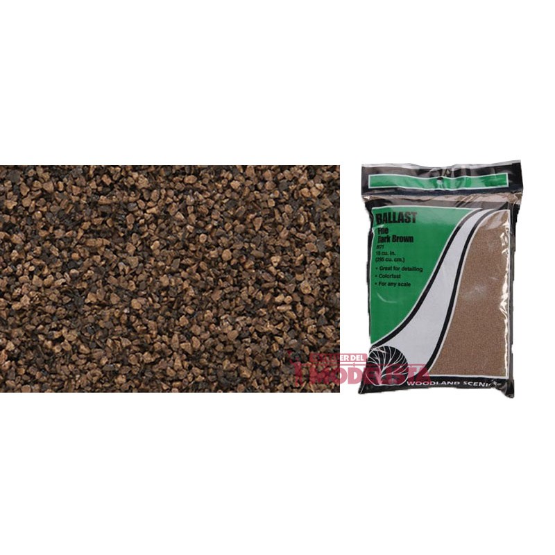 Balasto o grava color marrón, fino.