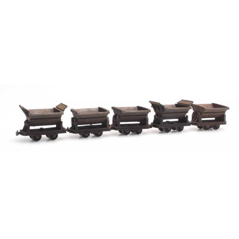 5 mine cars. 5 mine cars.