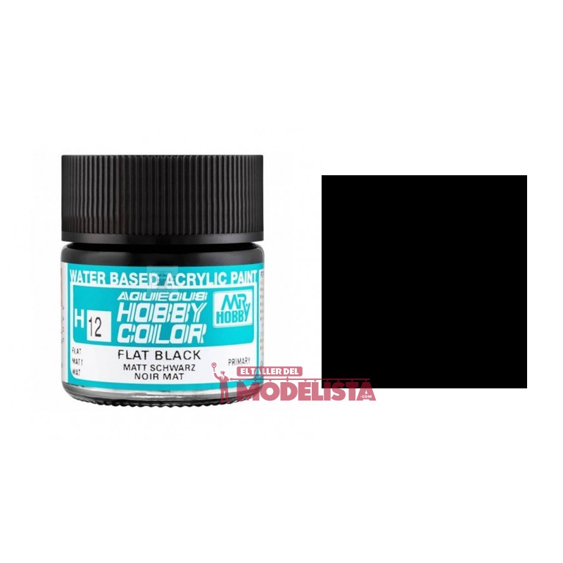 Flat black 10 ml. Gunze Sangyo. HOBBY COLOR H012