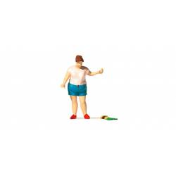 Frau, Hamburger auf dem Boden.