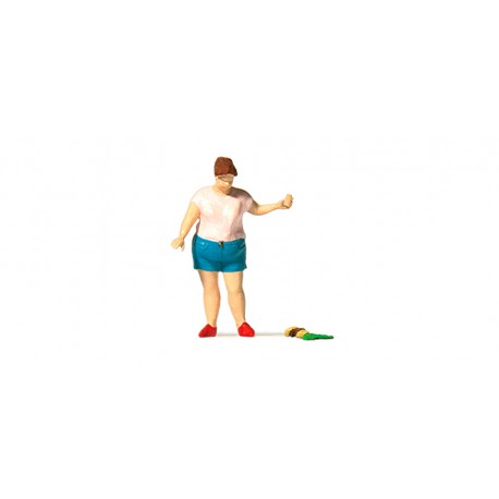 Woman in bowler hat.