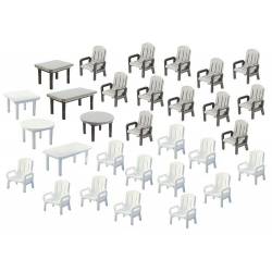 24 garden chairs and 6 tables.