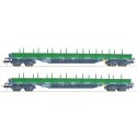 Set de 2 vagones plataforma con teleros, RENFE.