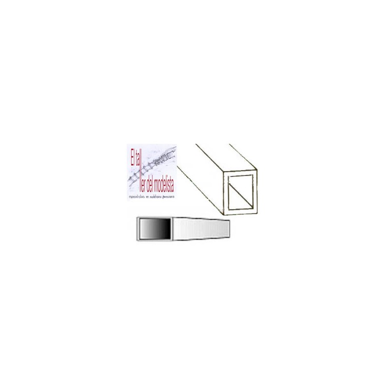 Tubo rectangular de estireno 4,8 x 7,9 mm. EVERGREEN 258