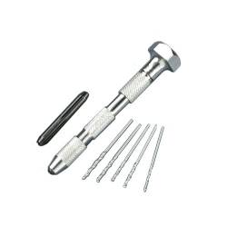 Furadeira manual com cinco bits.