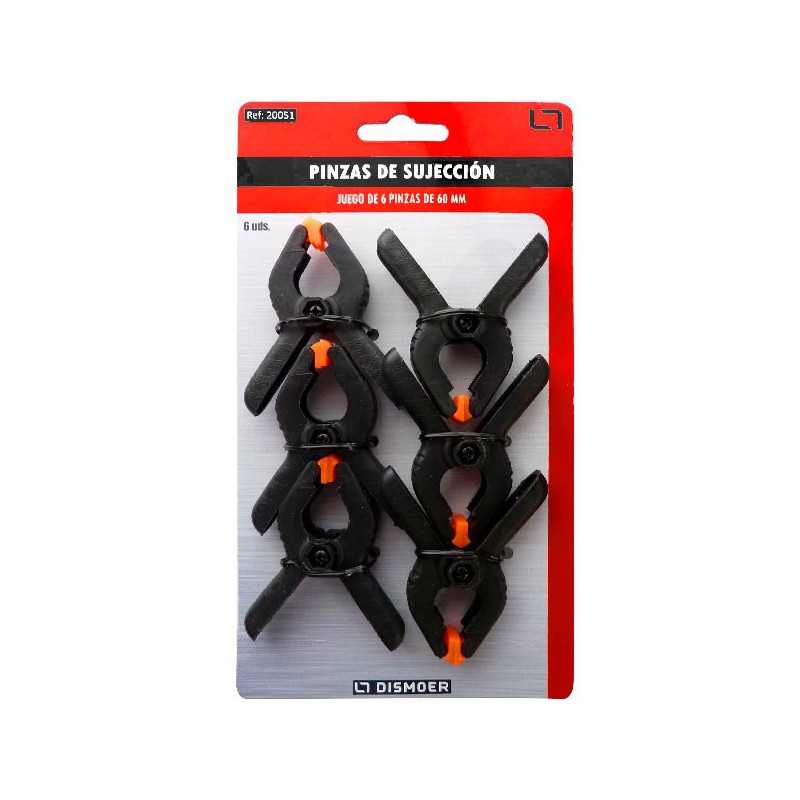 Set de seis pinzas de presión.