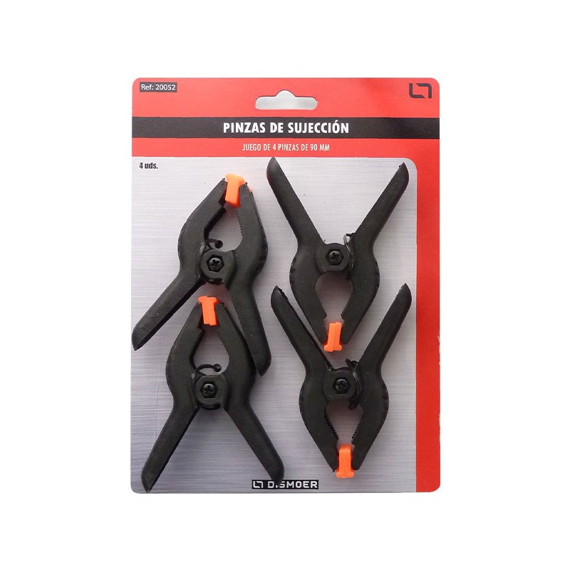 Set de cuatro pinzas de presión.