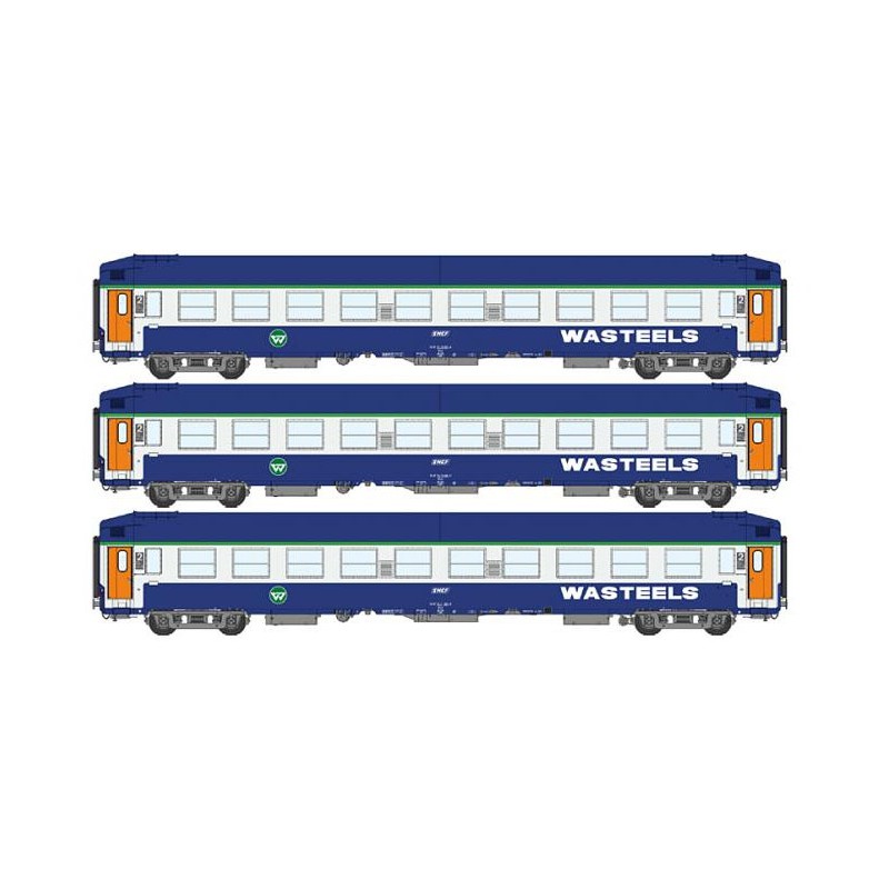 Set de tres coches litera UIC, WASTEELS.