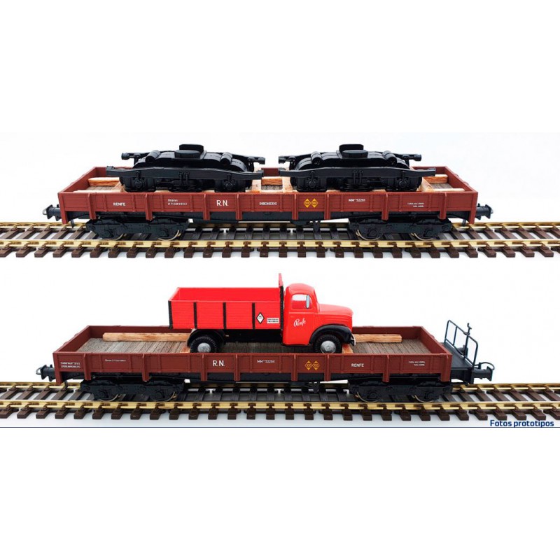 Set 2 vagones serie MM, RENFE. Con carga. Set 2 vagones serie MM, RENFE. Con carga.