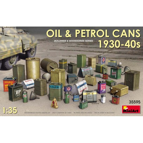 Oil and petrol cans, 1930-40s.