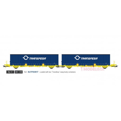 Container carrier wagon, TRANSFESA. Container carrier wagon, TRANSFESA.
