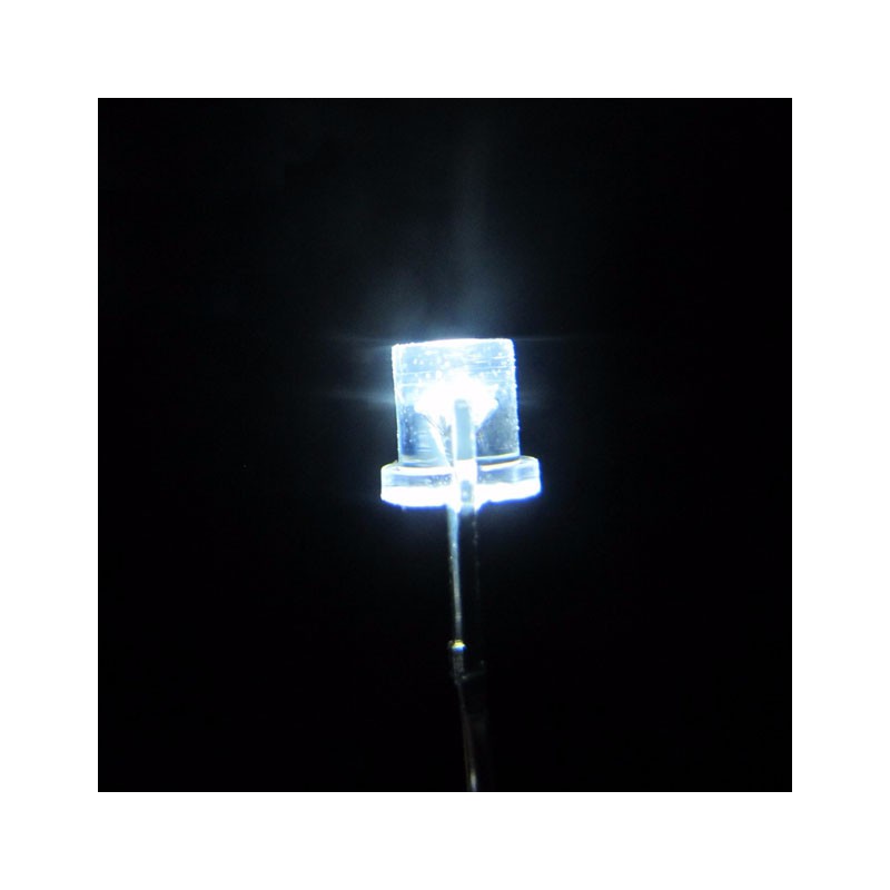 Led blanco frio, 3 mm plano.