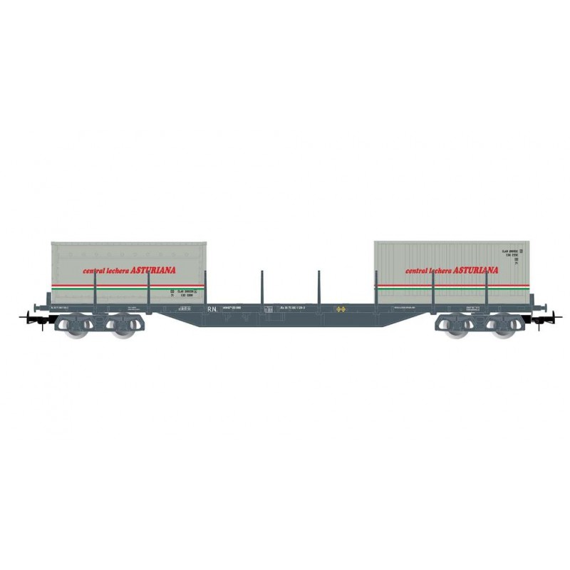 Wagon Plat ELECTROTREN HO 5128K Avec 3 Containers RENFE - Bon état D'occasion