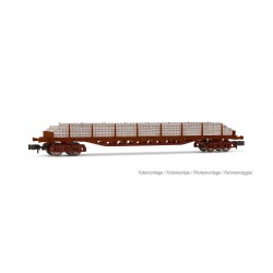 Stake wagon, loaded with concrete sleepers, RENFE.
