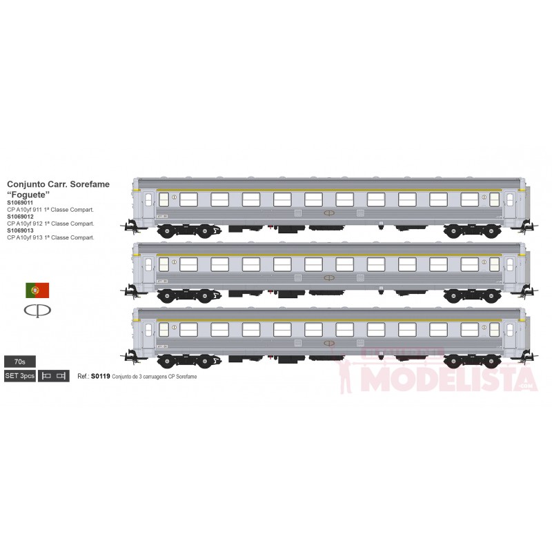 Set de 3 coches Sorefame "Foguete", CP. Años 70.
