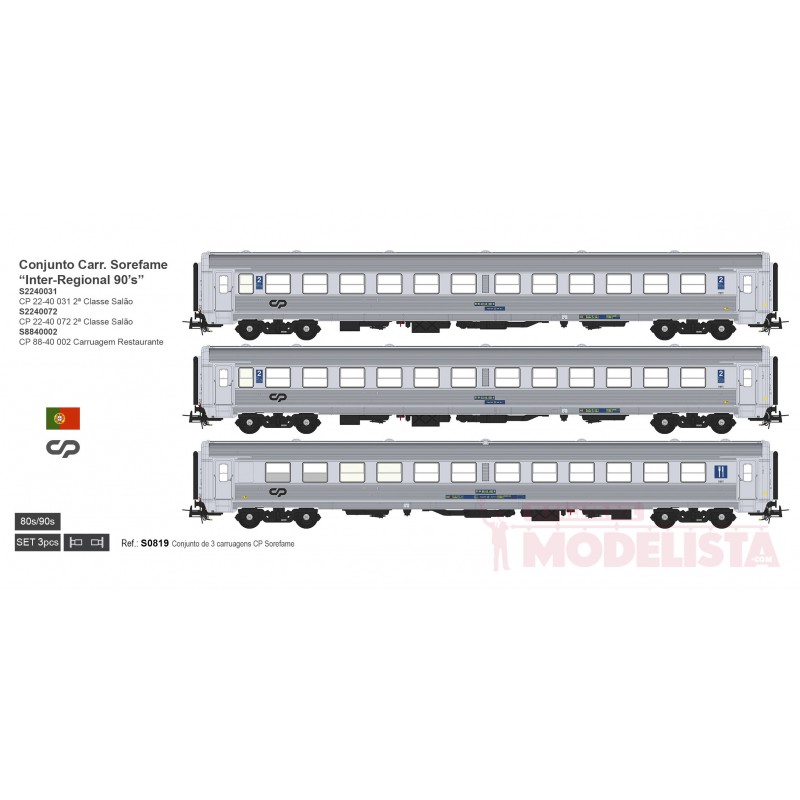 3-coaches set Sorefame, CP. 90s. 3-coaches set Sorefame, CP. 90s.