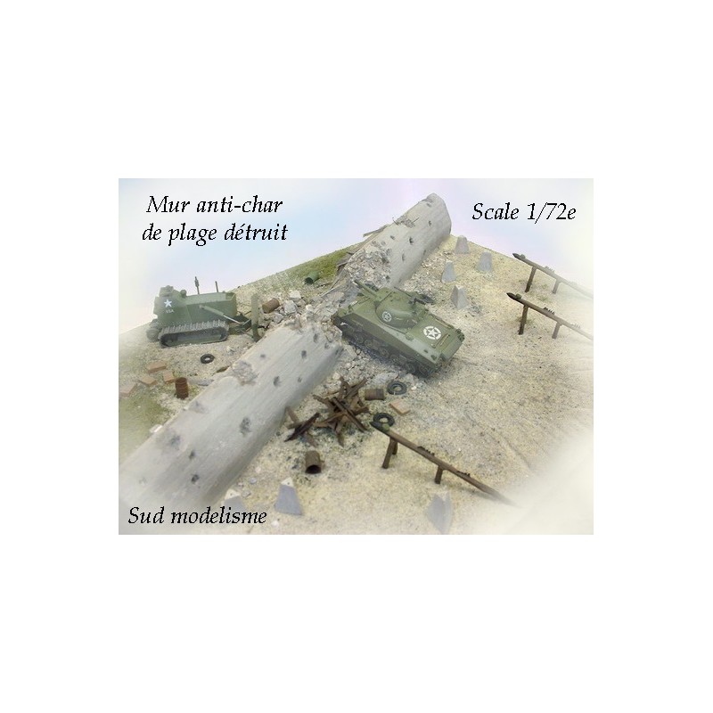 Destructed beach anti tank wall. PN SUD MODELISME 7290