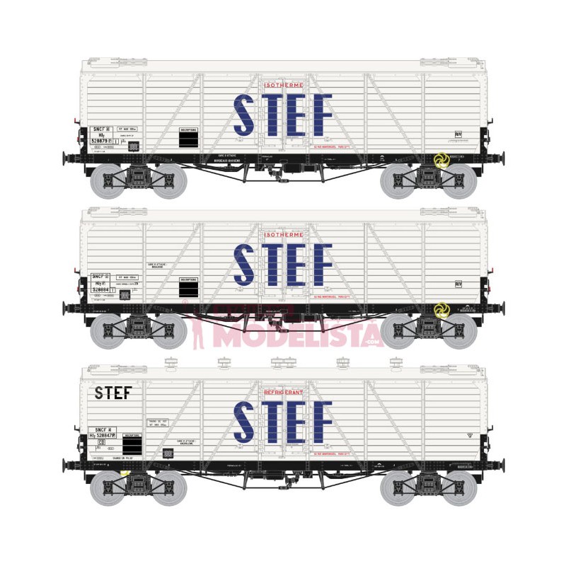 Set de tres vagones TP frigorífico STEF, SNCF.