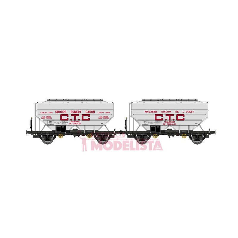 2 wagons trémies céréalier Transcéréales Esmery-Caron et CTC, Sncf - REE WB729