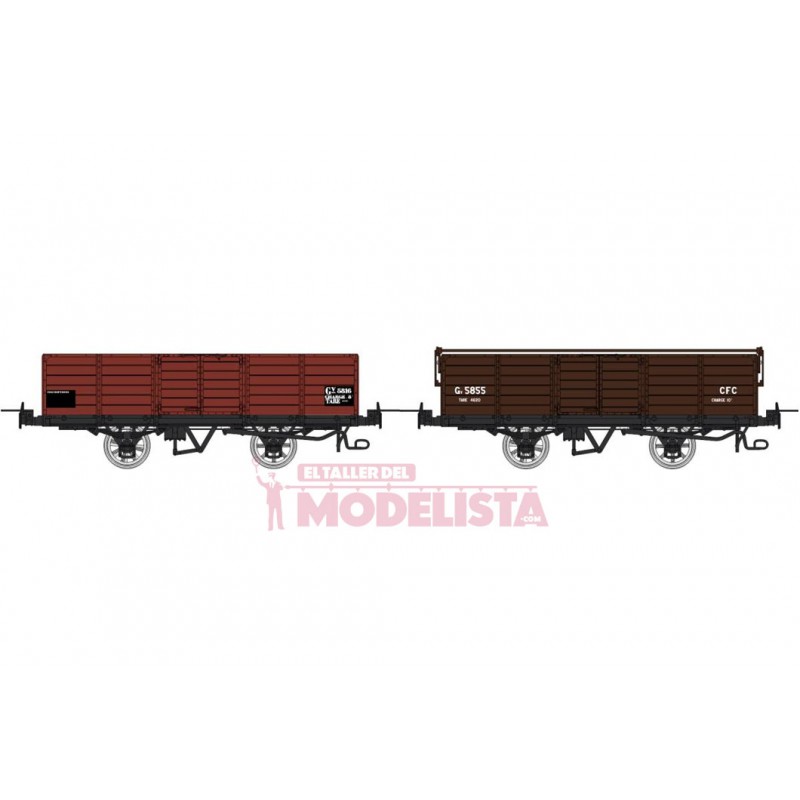 Set de vagones de bordes, Gv 5816 + 5855. Set de vagones de bordes, Gv 5816 + 5855.
