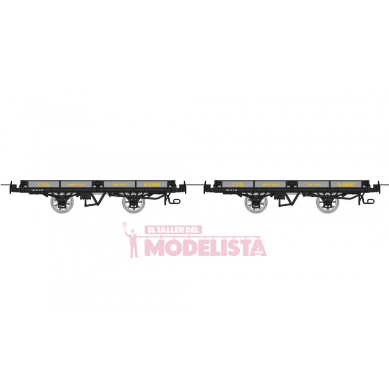 Set flat wagons, Hv 6596 + 6600. Set flat wagons, Hv 6596 + 6600.