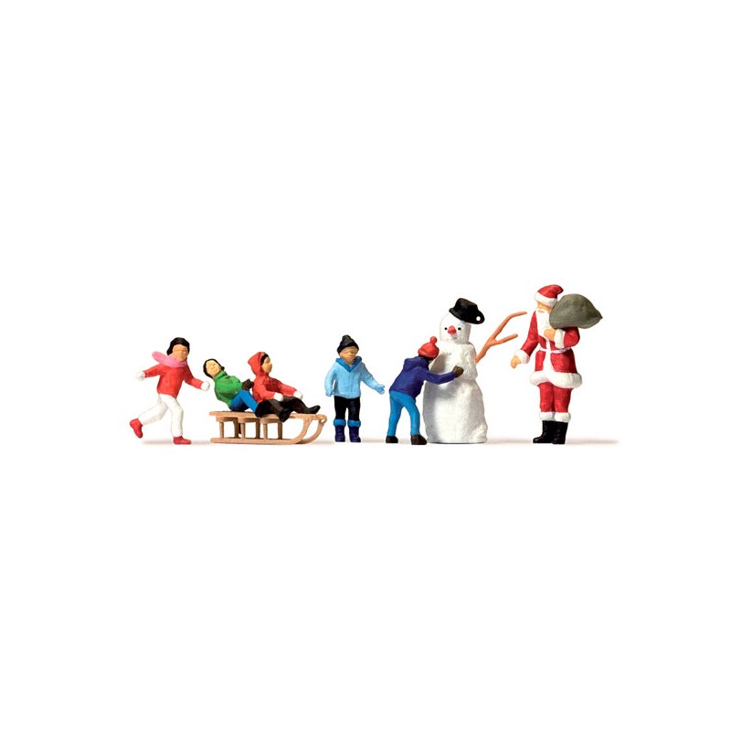 Father Christmas, children, snowman. PREISER 10626
