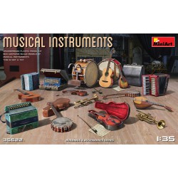 Set von Musikinstrumenten.