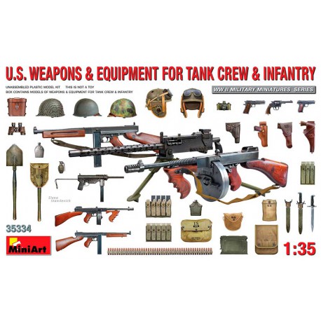 US weapons and equipment for tank crew and infantry.