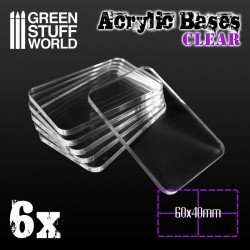 Acrylic bases clear. 60x40 mm (x6).