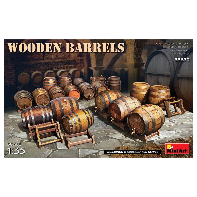 Wooden barrels.