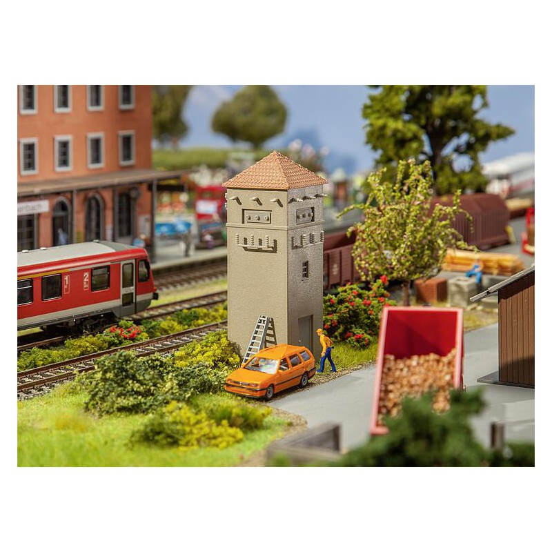 Small substation with pointed roof.