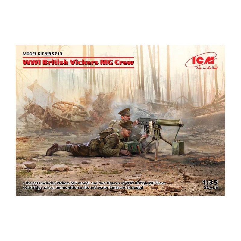 Ametralladora Vickers MG con dotación de soldados ingleses.